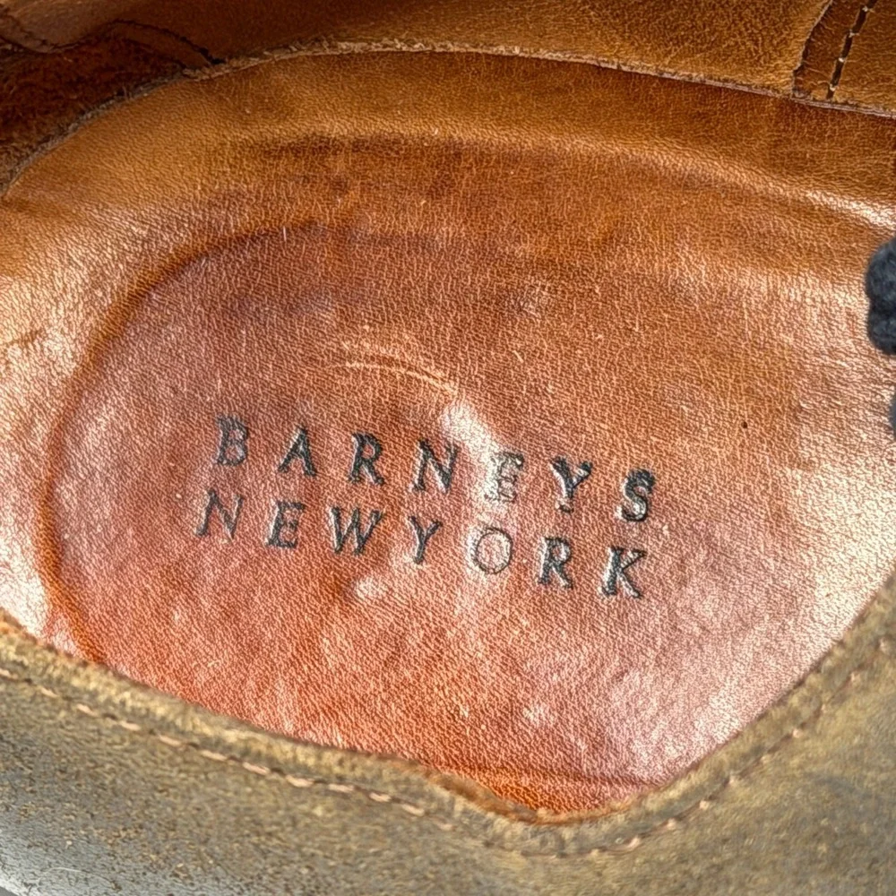 Barneys New York Oxford Shoes Men 9M Brown Distressed Suede Made‎ in Italy